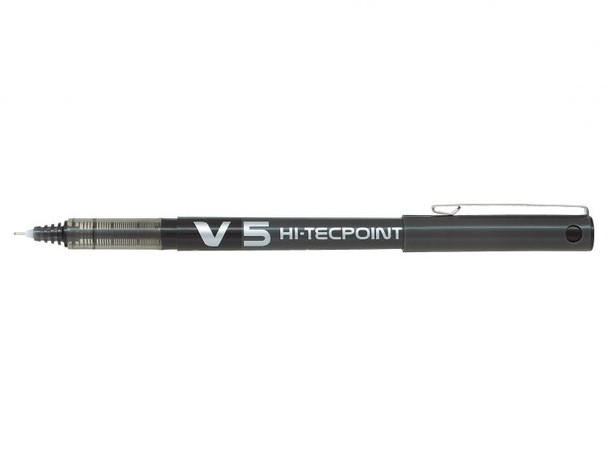 Pilot V5 Hi-Tecpoint Liquid Ink Rollerball Pen 0.5Mm Tip 0.3Mm Line Black Pack 2 3131910516507
