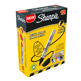 Sharpie S0945720 Metal Barrel Small Bullet Black Box of 12 S0945720