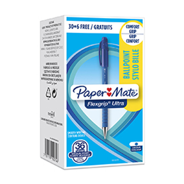 Paper Mate 1910074 Flexgrip Ultra Retractable Ball Pen 1.0mm Blue Box of 36 1910074