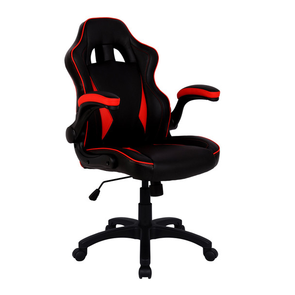 Nautilus Designs Predator Ergonomic Gaming Style Office Chair With Folding Arms BCP/H600/BK/RD