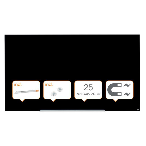Nobo Impression Pro Magnetic Glass Whiteboard Black 1900X1000mm 1905182 1905182