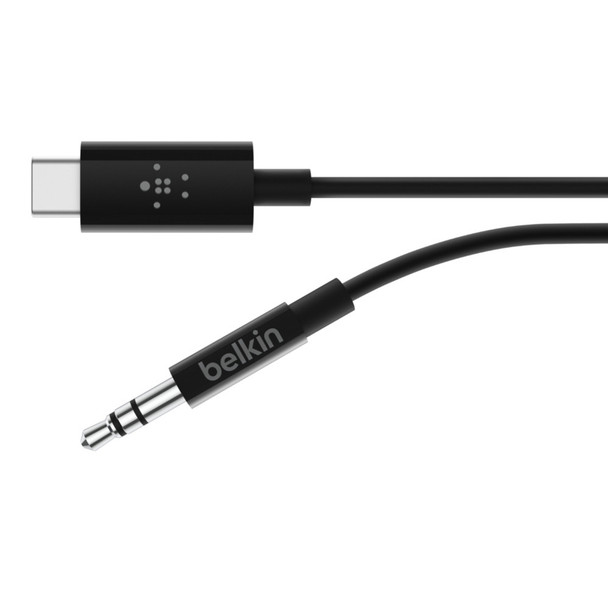 Belkin RockStar 3.5mm Audio Cable with USB-C Connector USB C Male 3.5mm Male Bla F7U079BT03-BLK
