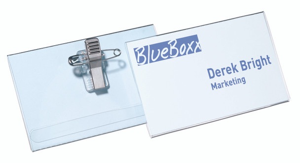 Durable Name Badge With Combi-Clip 54X90mm Pack 50 814519 814519