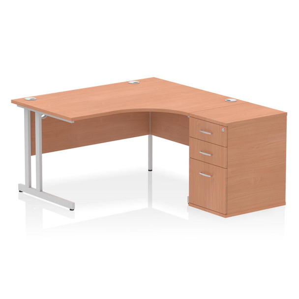 Impulse Cantilever Right Crescent Office Desk W1400 X D1200 X H730mm Beech Finis I004252 Impulse Cantilever Right Crescent Office Desk W1400 X D1200 X H730mm Beech Finis I004252