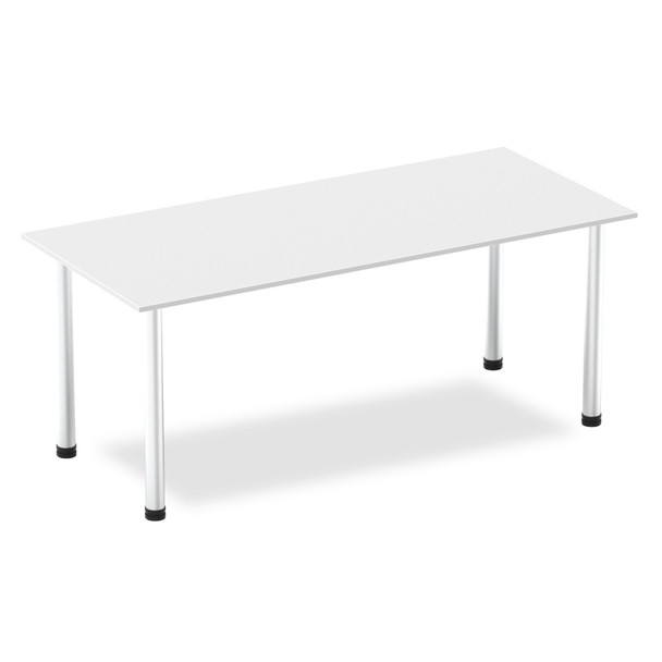 Impulse 1800Mm Straight Table White Top Brushed Aluminium Post Leg I003647 I003647 Impulse 1800Mm Straight Table White Top Brushed Aluminium Post Leg I003647 I003647