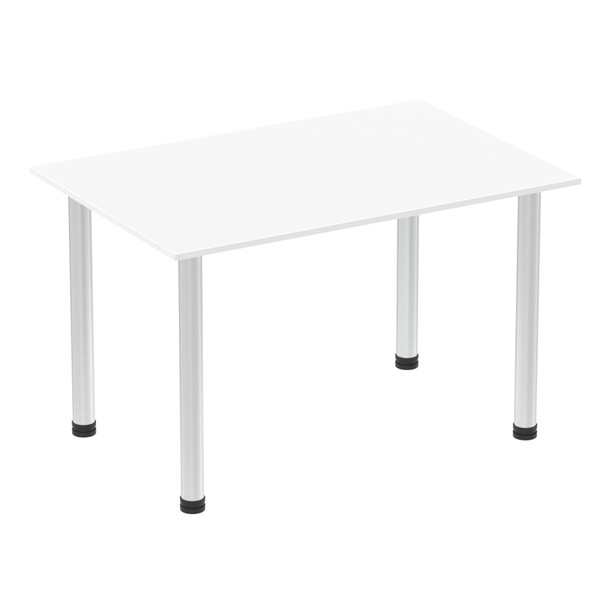 Impulse 1200Mm Straight Table White Top Brushed Aluminium Post Leg I003632 I003632 Impulse 1200Mm Straight Table White Top Brushed Aluminium Post Leg I003632 I003632