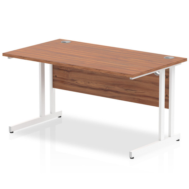 Impulse 1400 X 800Mm Straight Desk Walnut Top White Cantilever Leg MI001906 MI001906 Impulse 1400 X 800Mm Straight Desk Walnut Top White Cantilever Leg MI001906 MI001906