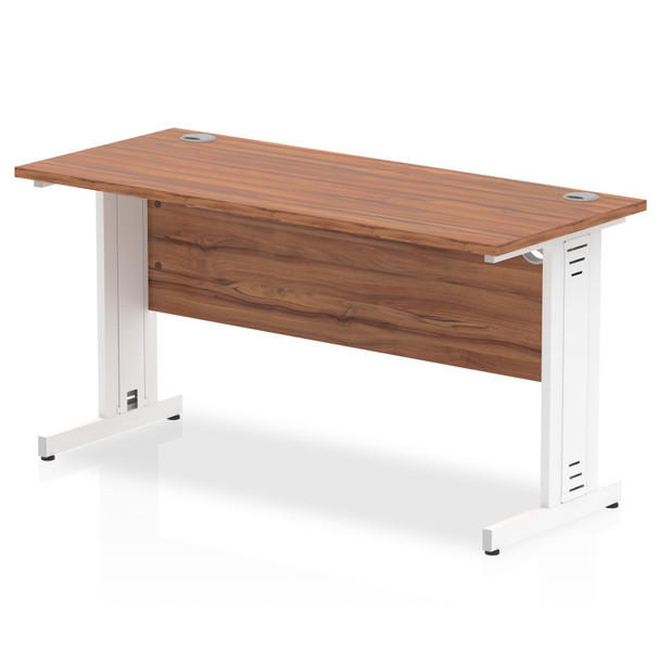 Impulse 1400 X 600Mm Straight Desk Walnut Top White Cable Managed Leg MI002006 MI002006 Impulse 1400 X 600Mm Straight Desk Walnut Top White Cable Managed Leg MI002006 MI002006