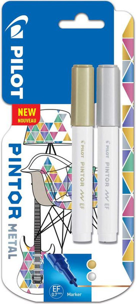 Pilot Pintor Extra Fine Bullet Tip Paint Marker 2.3Mm Gold And Silver Colours Pa 3131910536840
