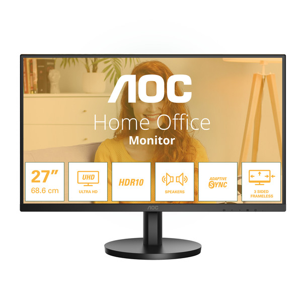 AOC B3 U27B3A 68.6 cm 27" 3840 x 2160 pixels 4K Ultra HD LCD 4 ms Black U27B3A