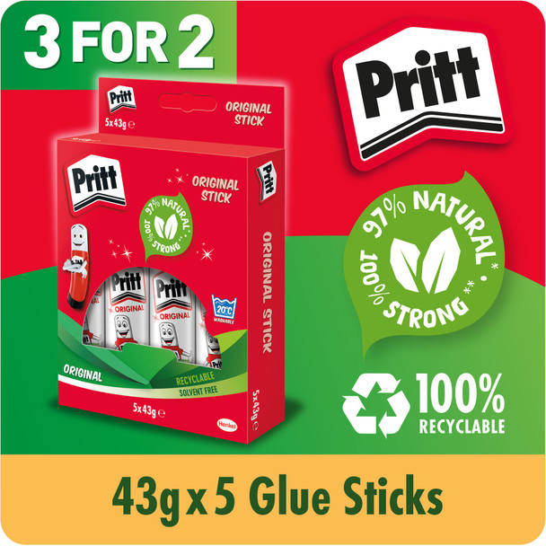 Pritt Original Glue Stick Sustainable Long Lasting Strong Adhesive Solvent Free 1456072 x3 Pritt Original Glue Stick Sustainable Long Lasting Strong Adhesive Solvent Free 1456072 x3