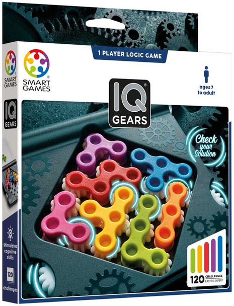 Smart Games IQ Gears Puzzle Game with 120 Challenges Ages 7+ Years SG307