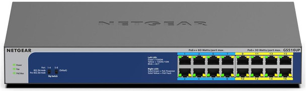 Netgear Gs516up 16 Port Gigabit Ethernet Unmanaged Network Switch With 8 X Poe+ GS516UP-100EUS
