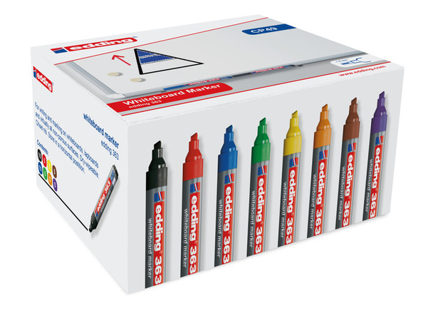 Edding 363 Whiteboard Markerchisel Tip 1-5Mm Line Assorted Colours Classpack Pac 4-CP49