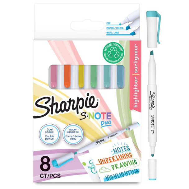 Sharpie 2182116 S-Note Duo Dual-Ended Creative Markers Pack of 8 2182116