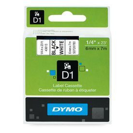 Dymo 43613 6mm x 7m Black on White Tape 43613