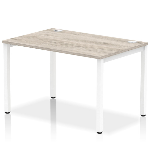 Impulse Single Row Bench Desk W1200 X D800 X H730mm Grey Oak Finish White Frame IB00251 Impulse Single Row Bench Desk W1200 X D800 X H730mm Grey Oak Finish White Frame IB00251