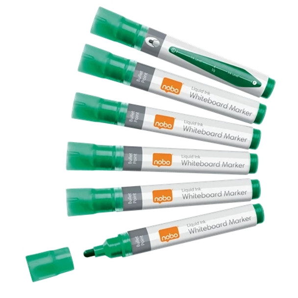 Nobo Liquid Ink Whiteboard Pens Bullet Tip 10 Pack Green 1915380 1915380