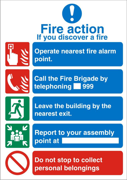 Seco Mandatory Safety Sign Fire Action Self Adhesive Vinyl 150 X 200Mm - M311SAV M311SAV150X200 Seco Mandatory Safety Sign Fire Action Self Adhesive Vinyl 150 X 200Mm - M311SAV M311SAV150X200
