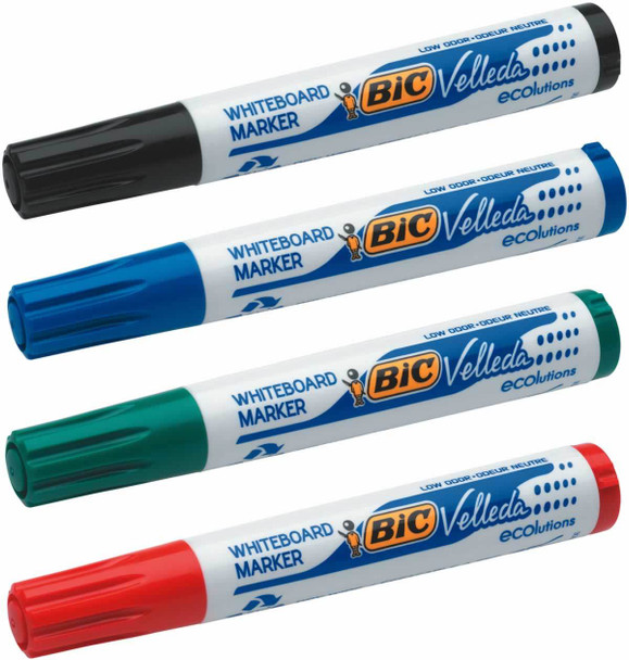 Bic Velleda 1701 Whiteboard Marker Bullet Tip 1.5Mm Line Assorted Colours Pack 4 927259