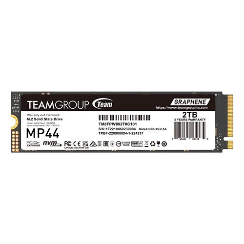 Team 2Tb Mp44 M.2 Nvme Gen4 Ssd M.2 2280 Pcie4 R/W 7400/7000 Mb/S Heat Dissipati TM8FPW002T0C101