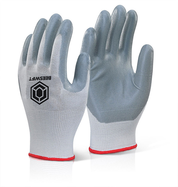 Beeswift Nitrile Foam Polyester Gloves Grey Size XL EC6NGYXL