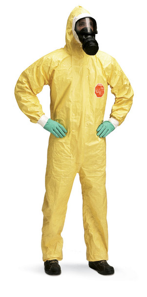 Tychem® 2000 C Hooded Disposable Coverall Yellow Size M TYCBSM