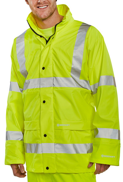 Beeswift Hi-Vis Breathable Pu Jacket Saturn Yellow Size L PUJ471SYL