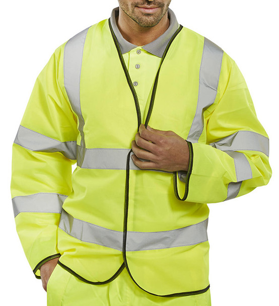 Beeswift Hi-Vis Long Sleeve Jerkin Saturn Yellow Size XXXXL PKJENG4XL