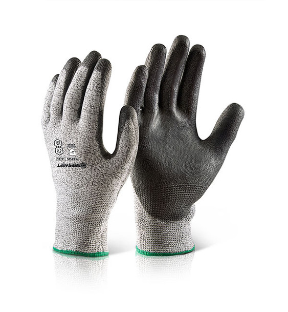 Beeswift Pu Coated Cut Level 5 Gloves Black Size XXL KSPU5XXL