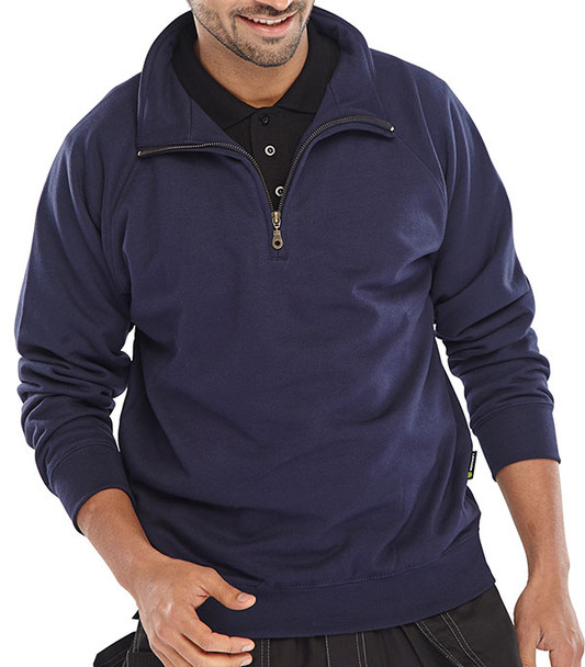 Beeswift Quarter Zip Sweatshirt Navy Blue Size XXL CLQZSSNXXL