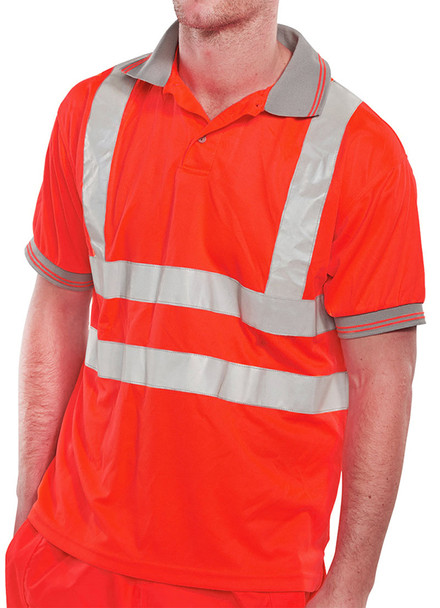 Beeswift Short Sleeve Hi-Vis Polo Shirt Red Size S BPKSENRES