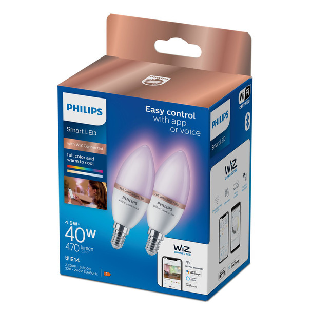Philips Candle 4.9W Eq.40W C37 E14 x2 Smart bulb White E14 C37 White 2200 K 929002448841