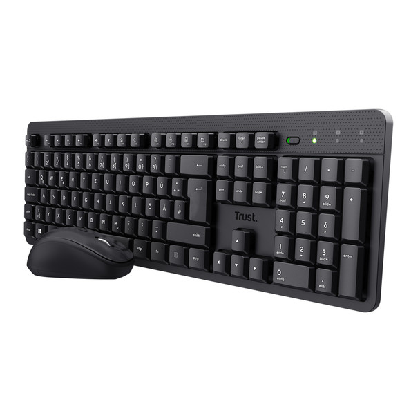 Trust TKM-360 Full-size 100% RF Wireless Membrane QWERTY Black Mouse included 25358