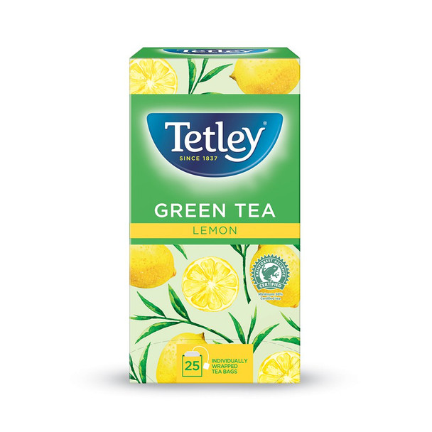 Tetley Green Tea With Lemon Tea Bags Individually Wrapped And Enveloped Pack 25 NWT204 Tetley Green Tea With Lemon Tea Bags Individually Wrapped And Enveloped Pack 25 NWT204