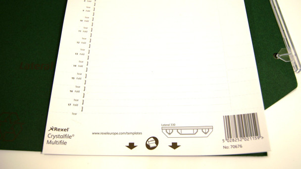 Rexel Crystalfile 330 Lateral Suspension File Card Inserts White Pack 34 70676 70676