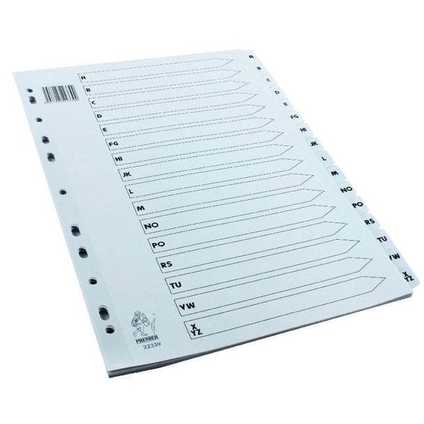 A4 White A-Z Mylar Index Multi-punched and Mylar-reinforced tabs and holes WX01532