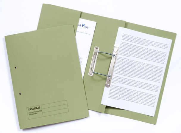 Guildhall Spring Pocket Transfer File Manilla Foolscap 420Gsm Green Pack 25 211/6002Z