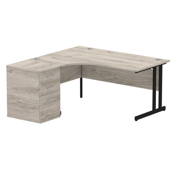 Dynamic Impulse W1600 X D1200 X H730mm Left Hand Crescent Desk Cantilever Leg Wi I004399