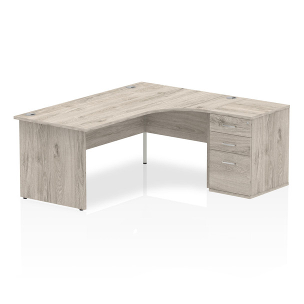 Dynamic Impulse 1800Mm Right Crescent Desk Grey Oak Top Panel End Leg Workstatio I003209