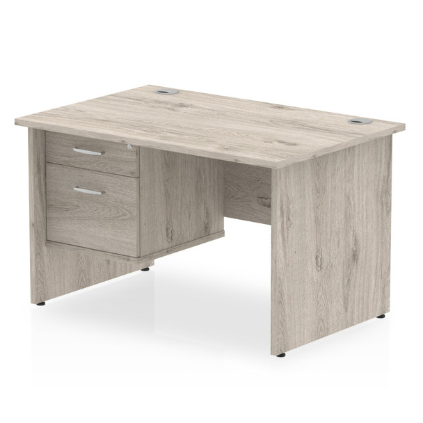 Dynamic Impulse 1200 X 800Mm Straight Desk Grey Oak Top Panel End Leg With 1 X 2 I003426
