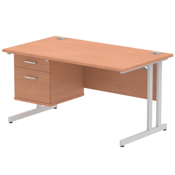 Dynamic Impulse W1400 X D800 X H730mm Straight Office Desk Cantilever Leg With 1 MI001689