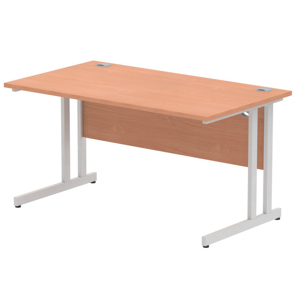 Impulse 1400 X 800Mm Straight Desk Beech Top Silver Cantilever Leg I000284 I000284