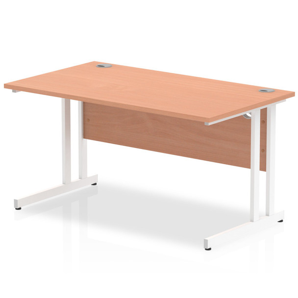 Impulse 1400 X 800Mm Straight Desk Beech Top White Cantilever Leg MI001675 MI001675