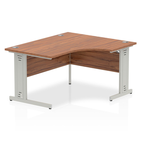 Dynamic Impulse 1400Mm Right Crescent Desk Walnut Top Silver Cable Managed Leg I I003853