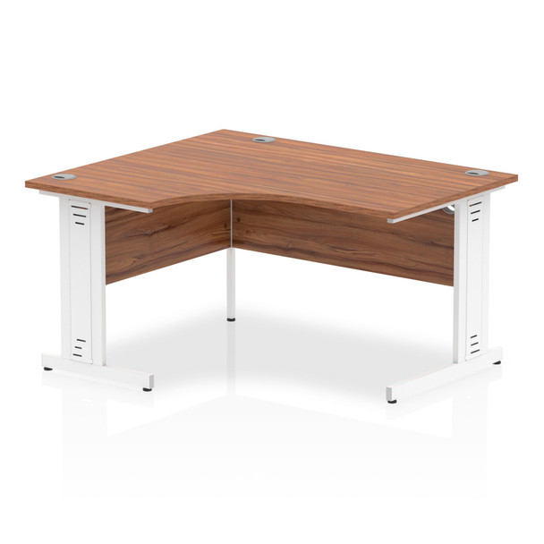 Dynamic Impulse 1400Mm Left Hand Crescent Desk Walnut Top White Cable Managed Le I003859