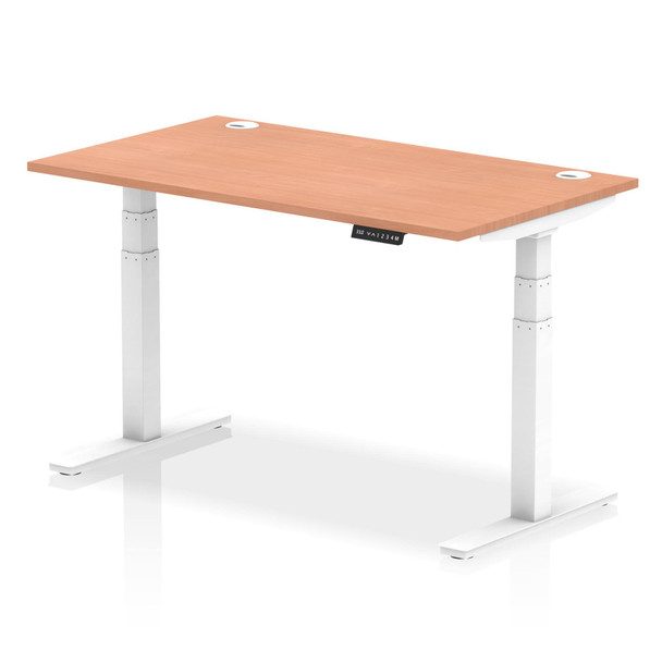 Dynamic Air 1400 X 800Mm Height Adjustable Desk Beech Top Cable Ports White Leg HA01102