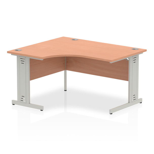 Dynamic Impulse 1400Mm Left Hand Crescent Desk Beech Top Silver Cable Managed Le I003842