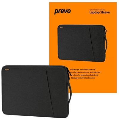 Prevo 14 " Laptop Sleeve Side Pocket Cushioned Lining Black LB007 14 BLACK