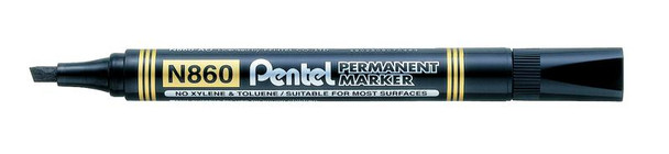 Pentel N860 Permanent Marker Chisel Tip 2.5-7Mm Line Black Pack 12 N860-AE